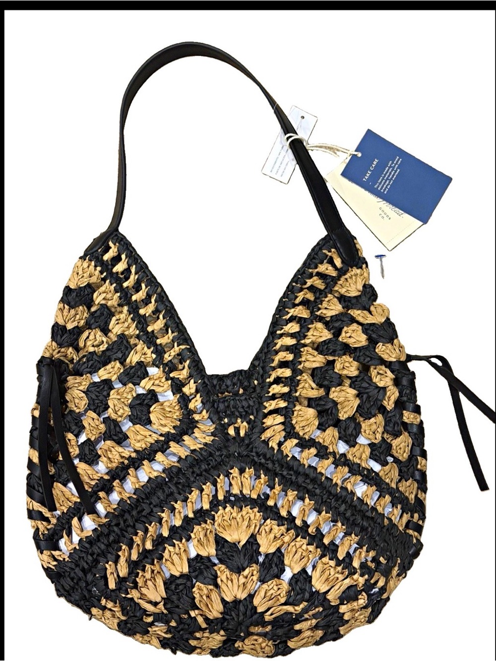 Universal Thread Black and Tan Handwoven Shoulder Bag